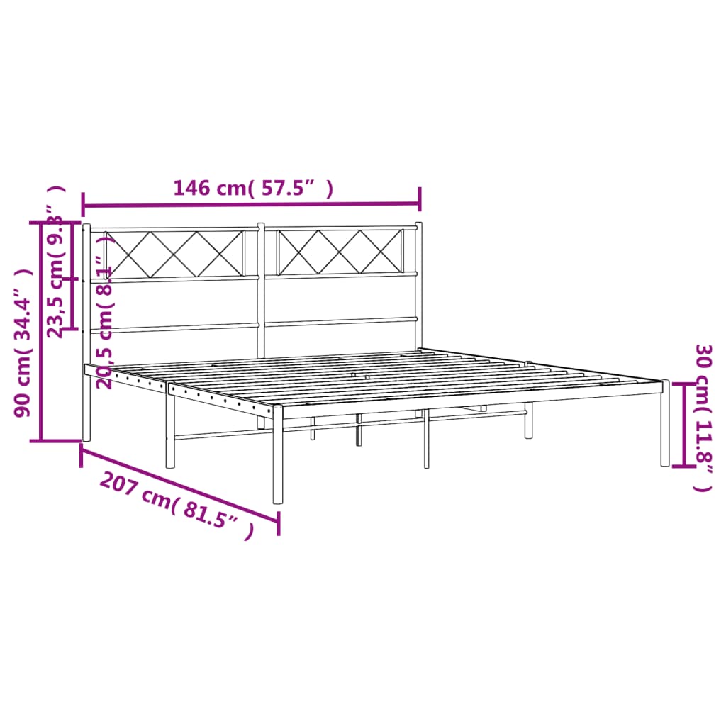 vidaXL Bettgestell mit Kopfteil Metall Weiß 140x200 cm