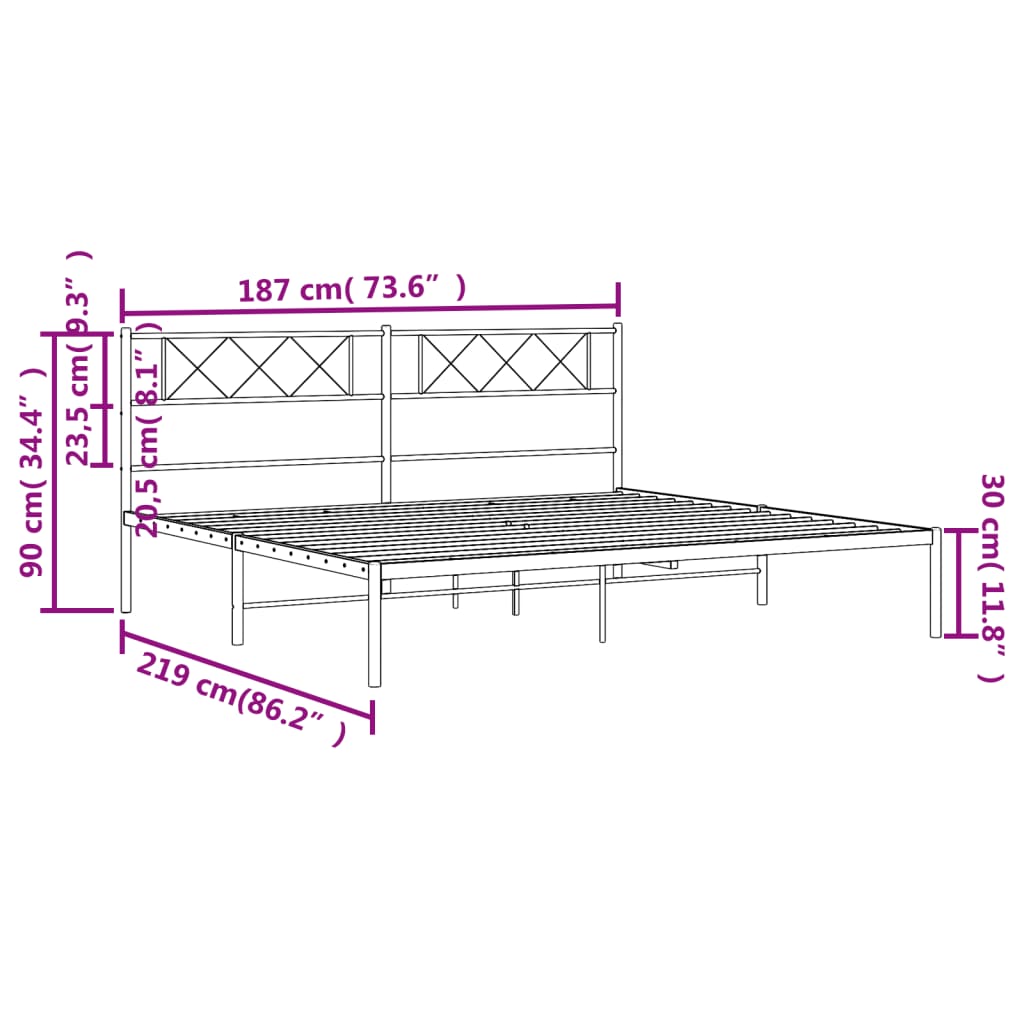 vidaXL Bettgestell mit Kopfteil Metall Weiß 183x213 cm