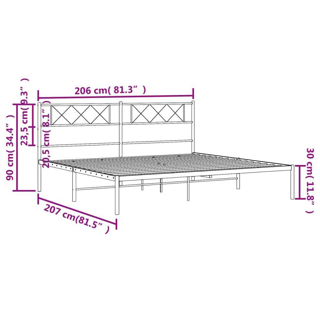 vidaXL Bettgestell mit Kopfteil Metall Weiß 200x200 cm