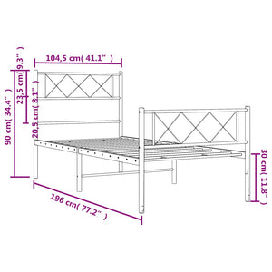 vidaXL Bettgestell mit Kopf- und Fußteil Metall Weiß 100x190 cm