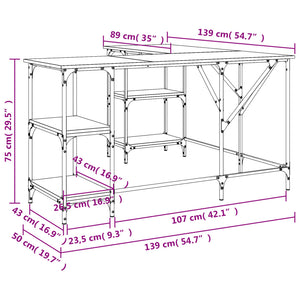 Schreibtisch Grau Sonoma 139x139x75 cm Holzwerkstoff