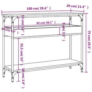 vidaXL Konsolentisch mit Ablage Grau Sonoma 100x29x75cm Holzwerkstoff