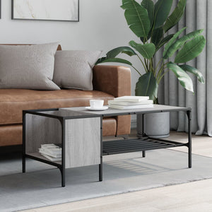 Couchtisch mit Regal Grau Sonoma 100x51x40 cm Holzwerkstoff