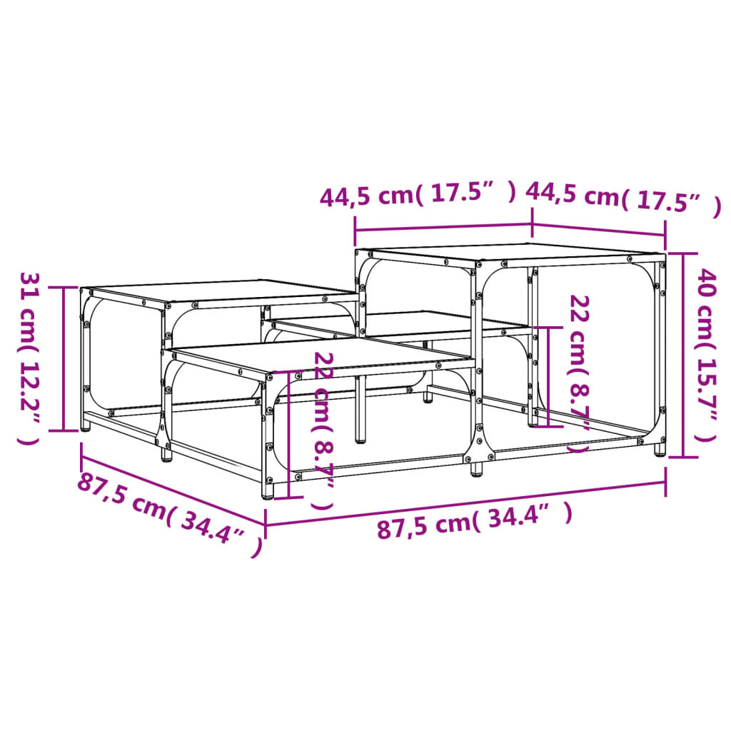 Couchtisch Schwarz 87,5x87,5x40 cm Holzwerkstoff