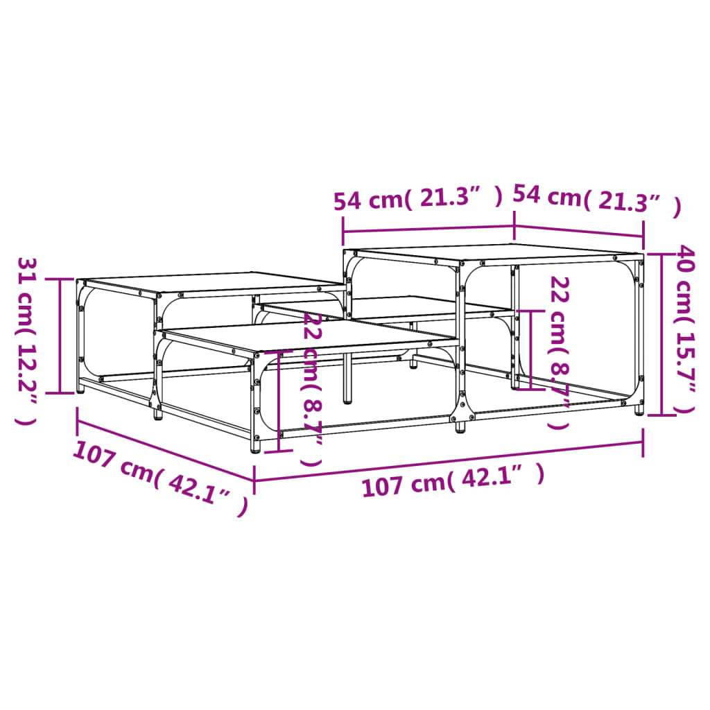 Couchtisch Räuchereiche 107x107x40 cm Holzwerkstoff