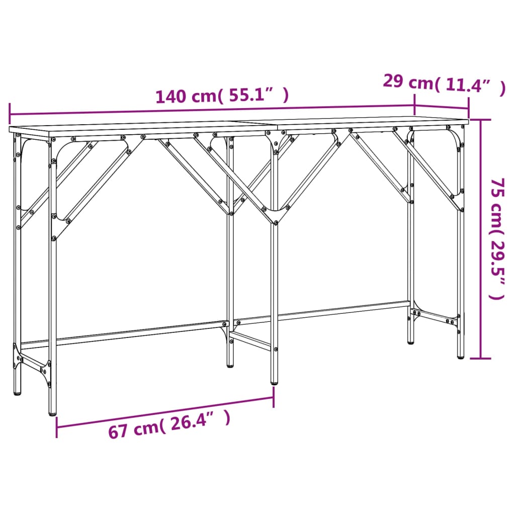 vidaXL Konsolentisch Schwarz 140x29x75 cm Holzwerkstoff