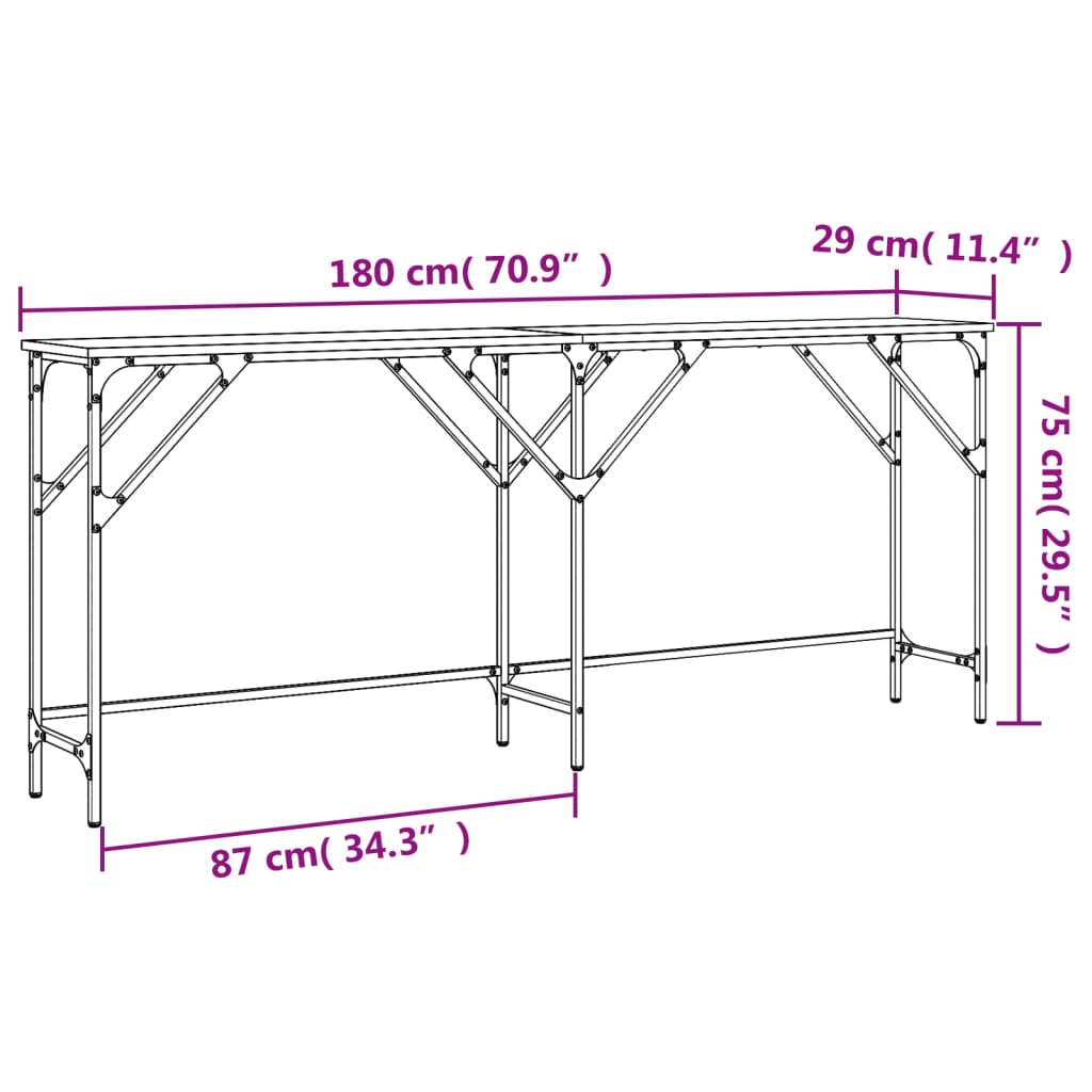 Konsolentisch Sonoma-Eiche 180x29x75 cm Holzwerkstoff Stilecasa