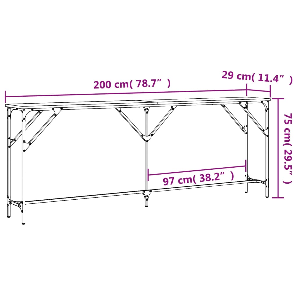 vidaXL Konsolentisch Braun Eichen-Optik 200x29x75 cm Holzwerkstoff