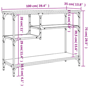 Konsolentisch mit Ablagen Schwarz 100x35x75 cm