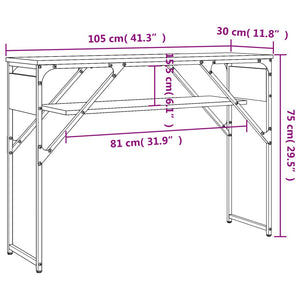 Konsolentisch mit Ablage Räuchereiche 105x30x75cm Holzwerkstoff Stilecasa