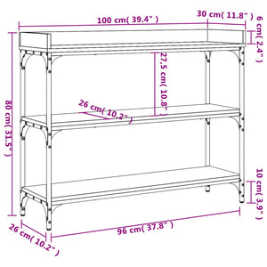 vidaXL Konsolentisch mit Ablagen Braun Eichen-Optik 100x30x80 cm