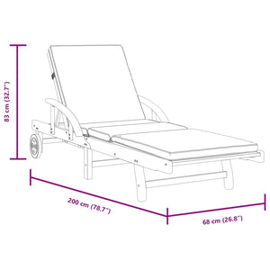 vidaXL Sonnenliegen 2 Stk. mit Auflagen 200x68x83 cm Massivholz Akazie