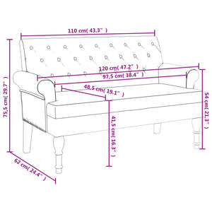 vidaXL Sitzbank mit Rückenlehne Weinrot 120x62x75,5 cm Stoff