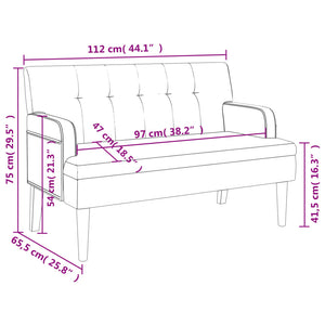 Sitzbank mit Rückenlehne Weiß 112x65,5x75 cm Kunstleder VIDAXL