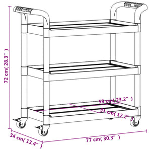 Rollwagen mit 3 Etagen Grau 77x34x72 cm Aluminium