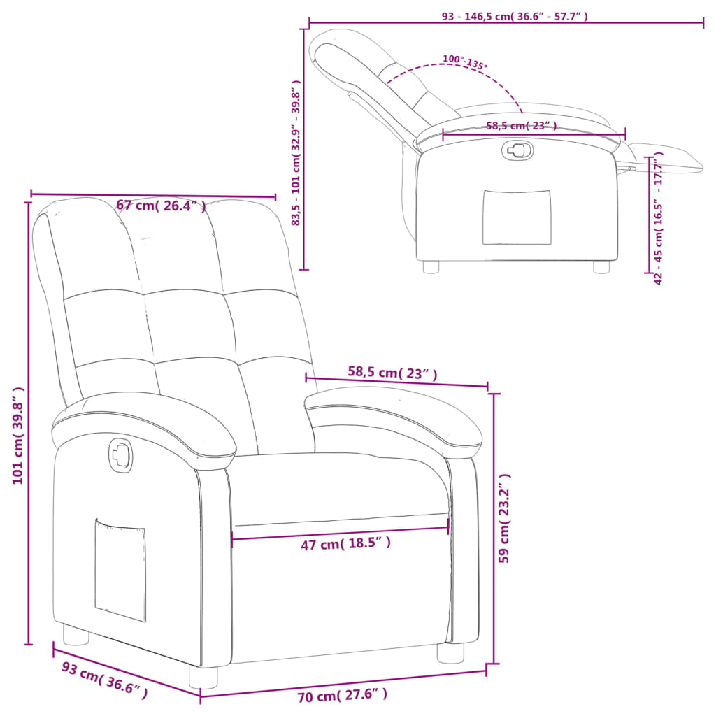 vidaXL Relaxsessel Schwarz Stoff