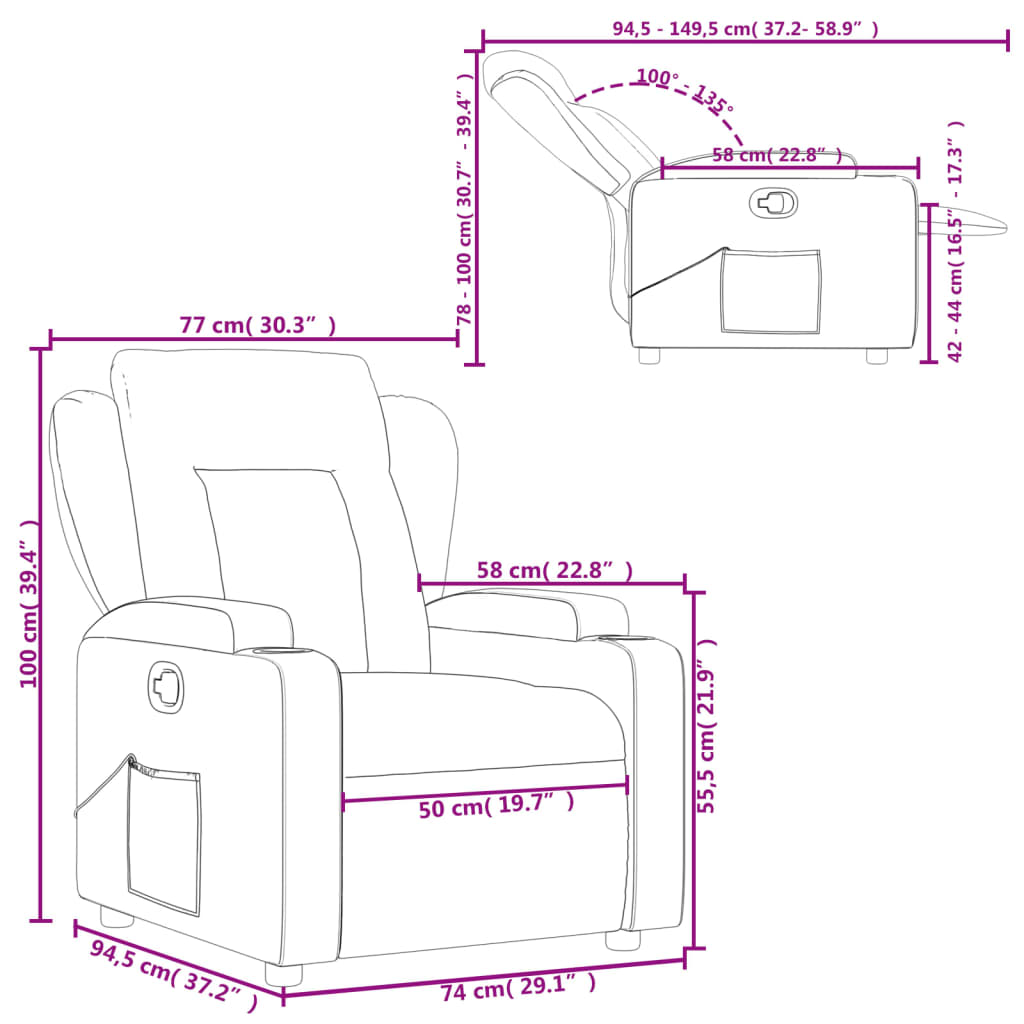 vidaXL Relaxsessel Creme Stoff