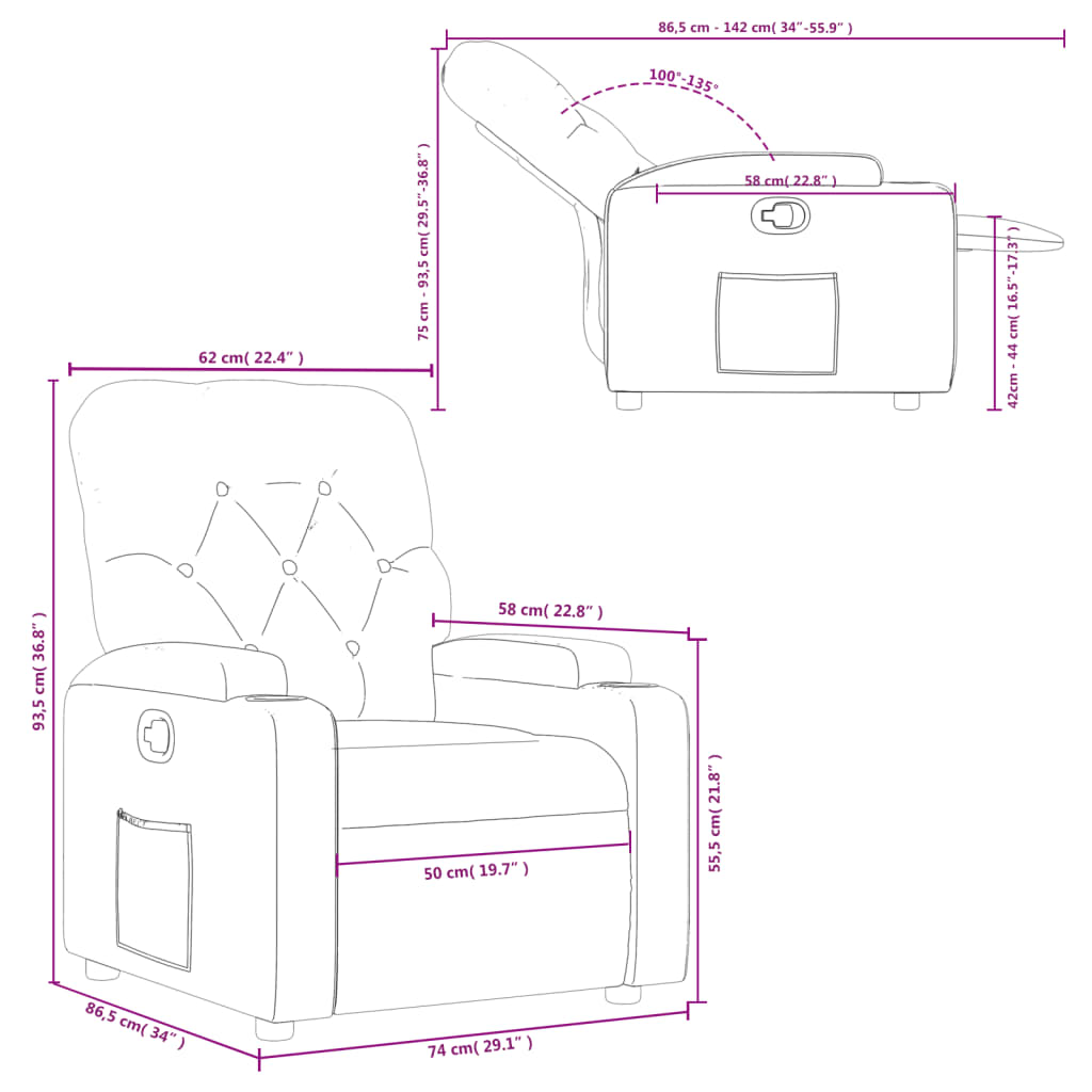 vidaXL Relaxsessel Braun Stoff