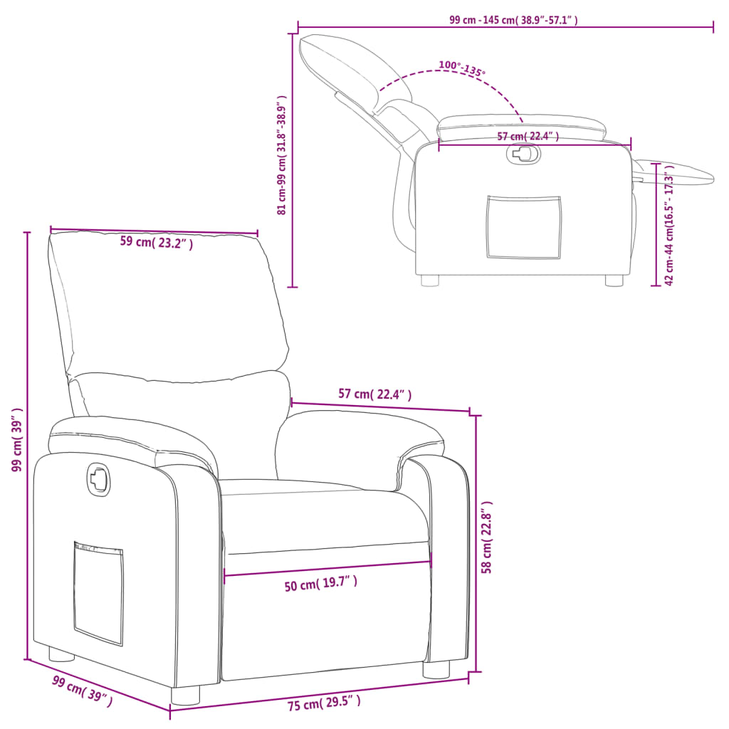 vidaXL Relaxsessel Creme Stoff