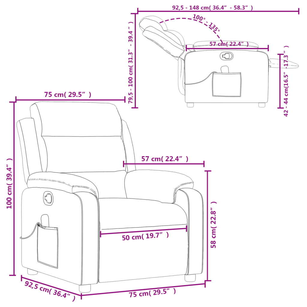 vidaXL Massagesessel Taupe Stoff