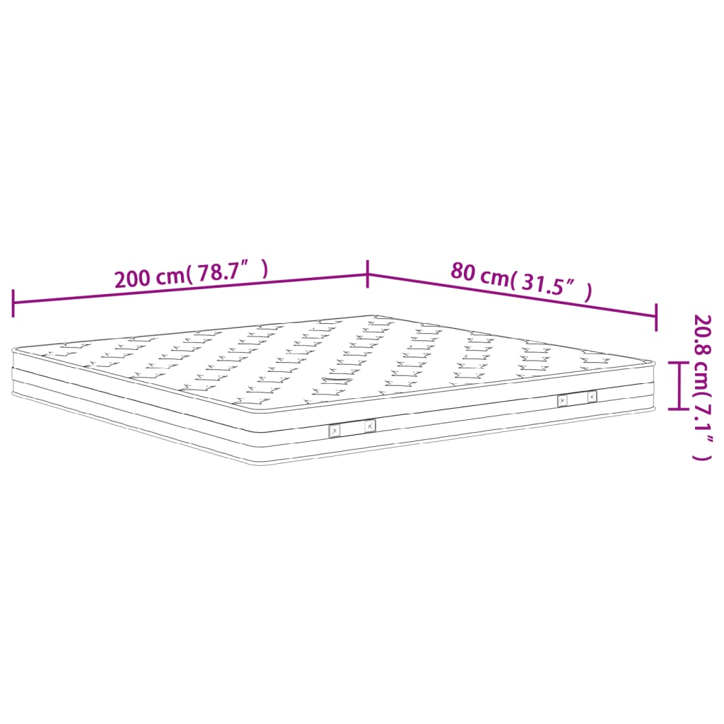 vidaXL Matratze Bonnell-Federkern Mittel 200x200 cm