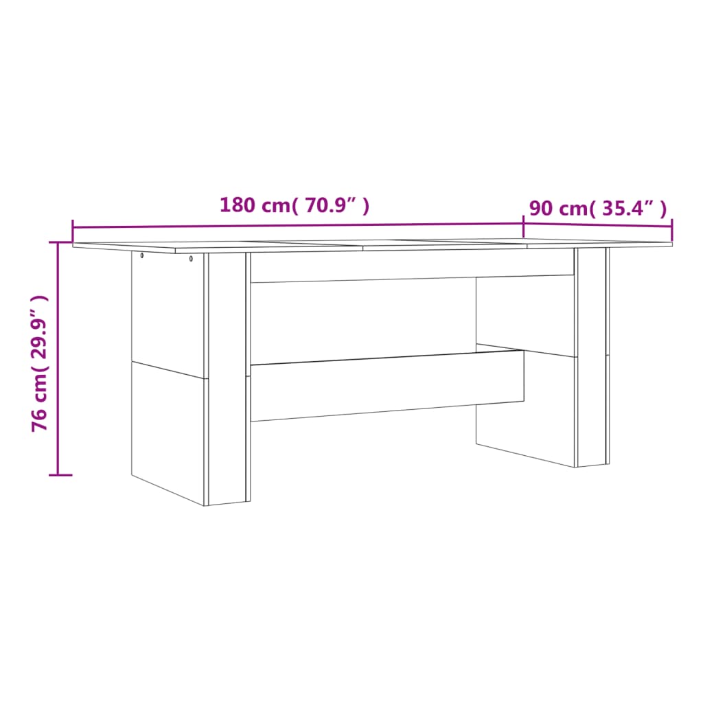 Esstisch Räuchereiche 180x90x76 cm Holzwerkstoff Stilecasa