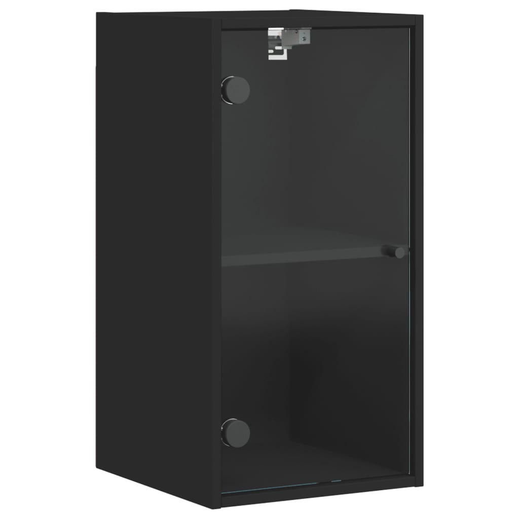 vidaXL Wandschrank mit Glastüren Schwarz 35x37x68,5 cm