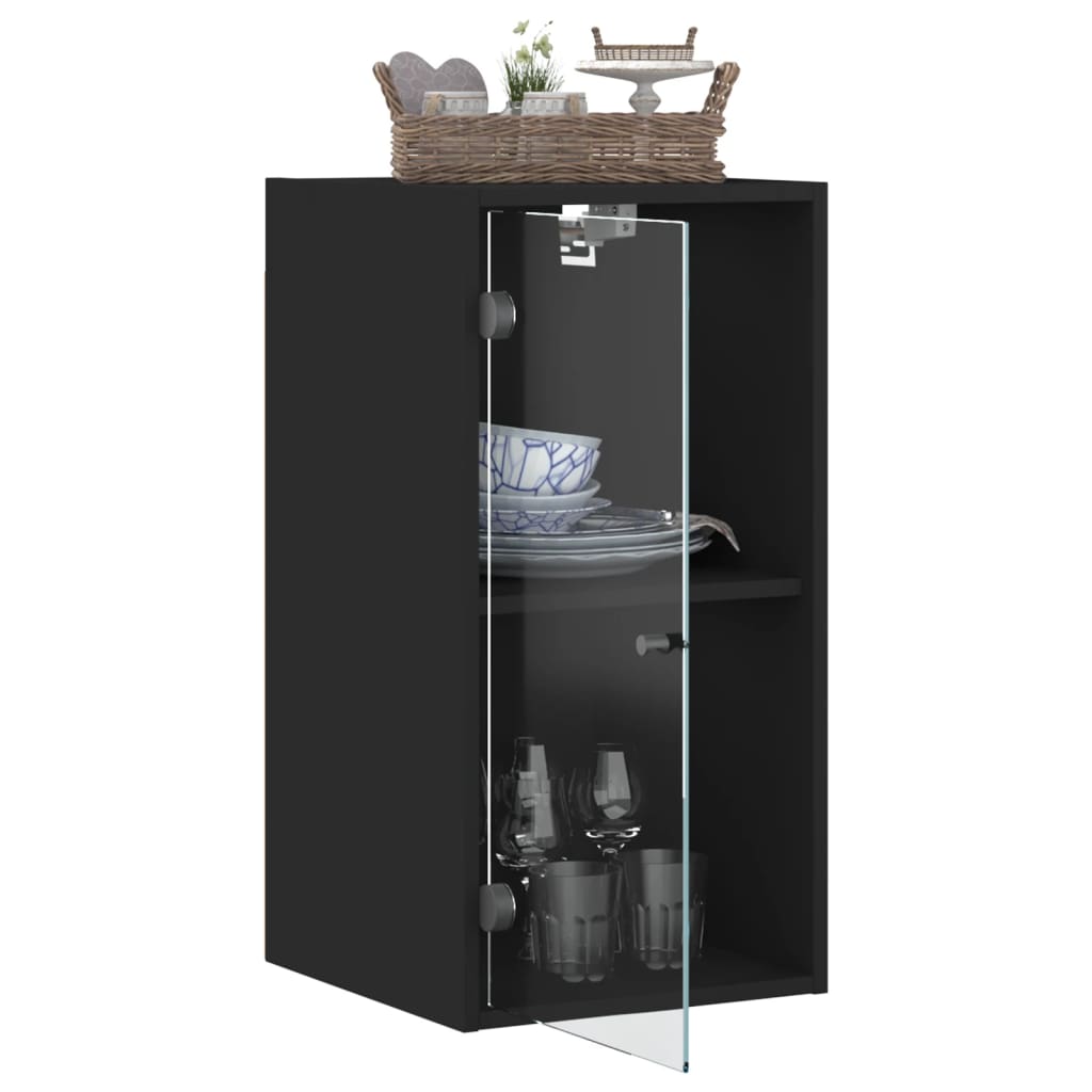 vidaXL Wandschrank mit Glastüren Schwarz 35x37x68,5 cm