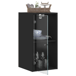 vidaXL Wandschrank mit Glastüren Schwarz 35x37x68,5 cm