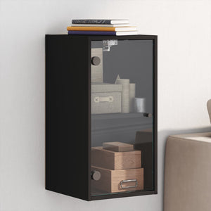 vidaXL Wandschrank mit Glastüren Schwarz 35x37x68,5 cm