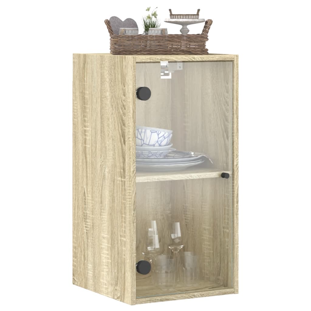 vidaXL Wandschrank mit Glastüren Sonoma-Eiche 35x37x68,5 cm