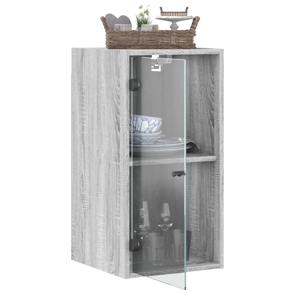 vidaXL Wandschrank mit Glastüren Grau Sonoma 35x37x68,5 cm