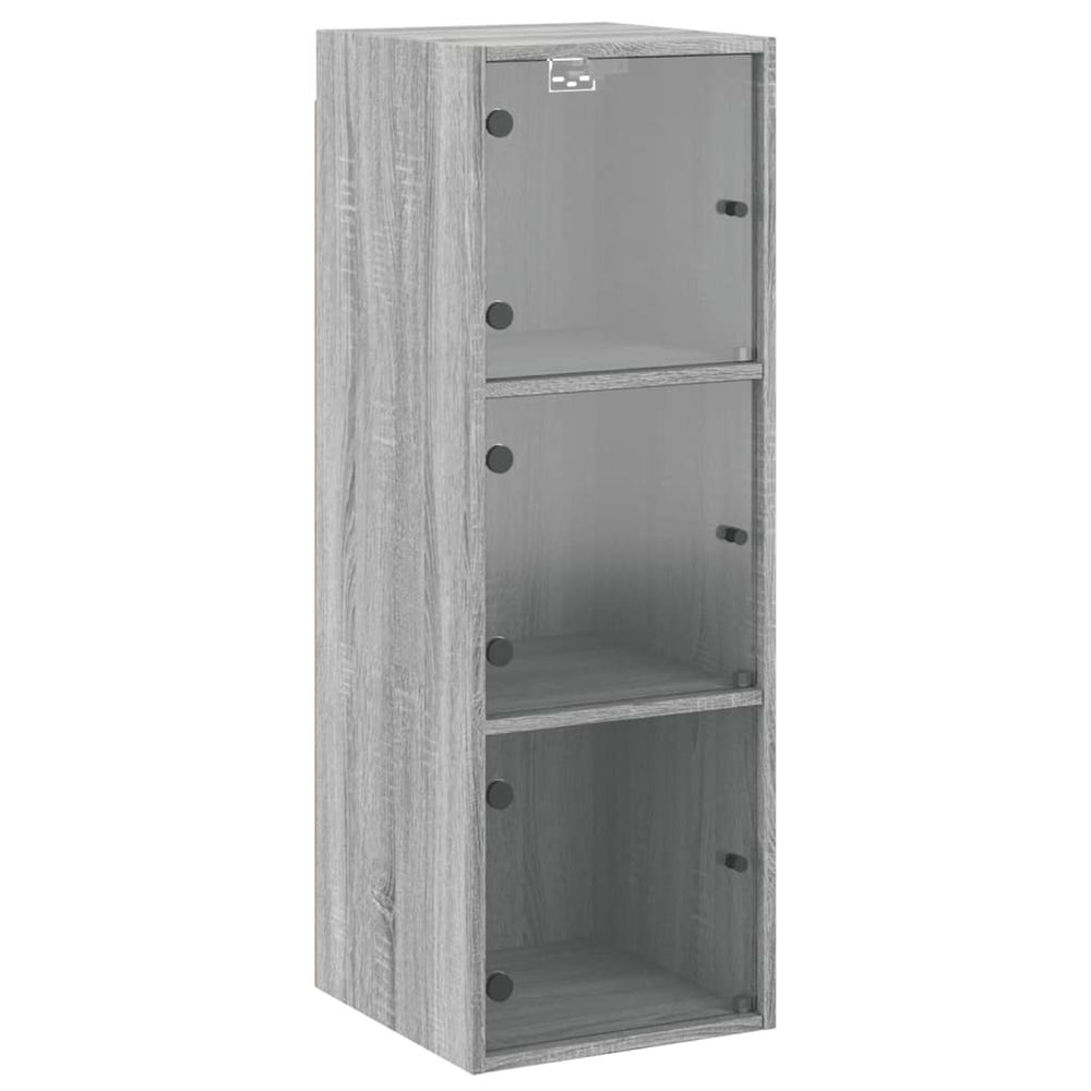 Wandschrank mit Glastüren Grau Sonoma 35x37x100 cm Stilecasa