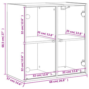 vidaXL Wandschrank mit Glastüren Betongrau 68x37x68,5 cm