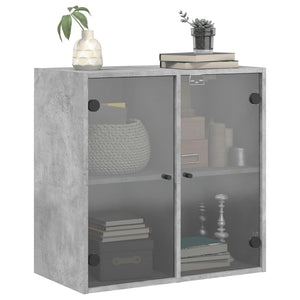 vidaXL Wandschrank mit Glastüren Betongrau 68x37x68,5 cm