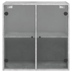 vidaXL Wandschrank mit Glastüren Betongrau 68x37x68,5 cm