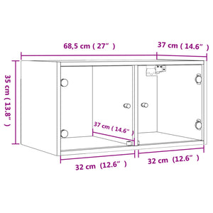 vidaXL Wandschrank mit Glastüren Betongrau 68,5x37x35 cm