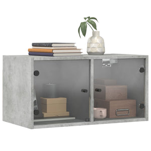 vidaXL Wandschrank mit Glastüren Betongrau 68,5x37x35 cm