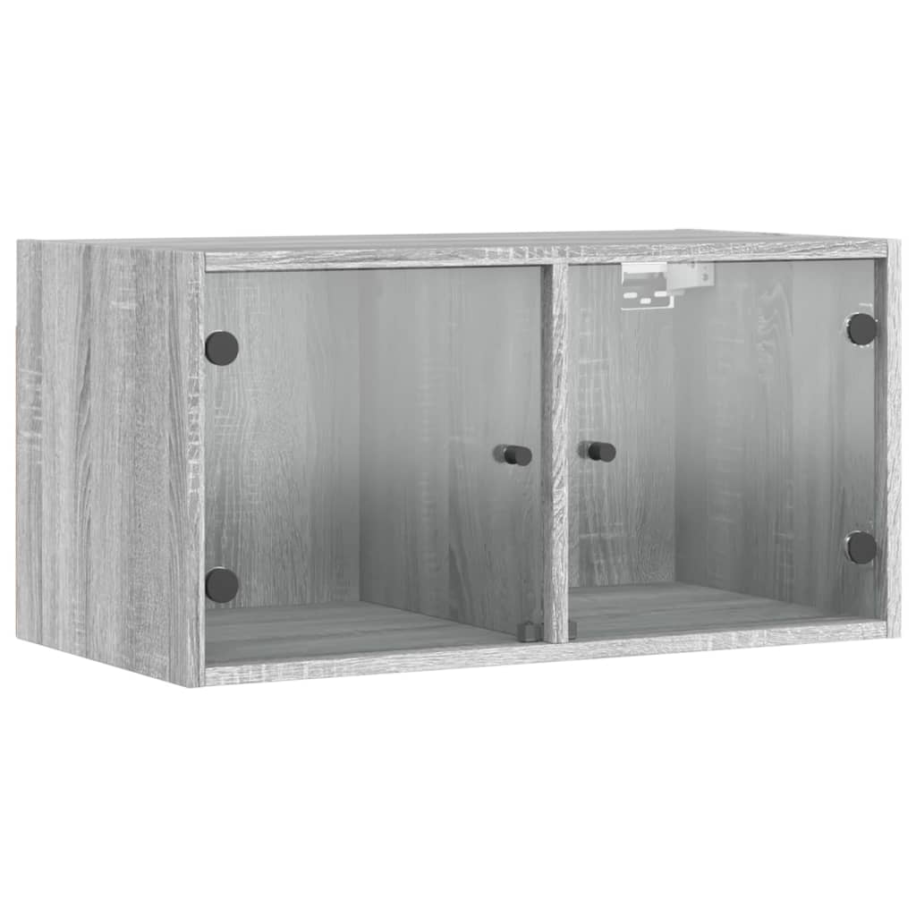 vidaXL Wandschrank mit Glastüren Grau Sonoma 68,5x37x35 cm