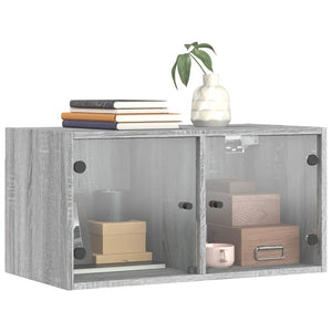 vidaXL Wandschrank mit Glastüren Grau Sonoma 68,5x37x35 cm