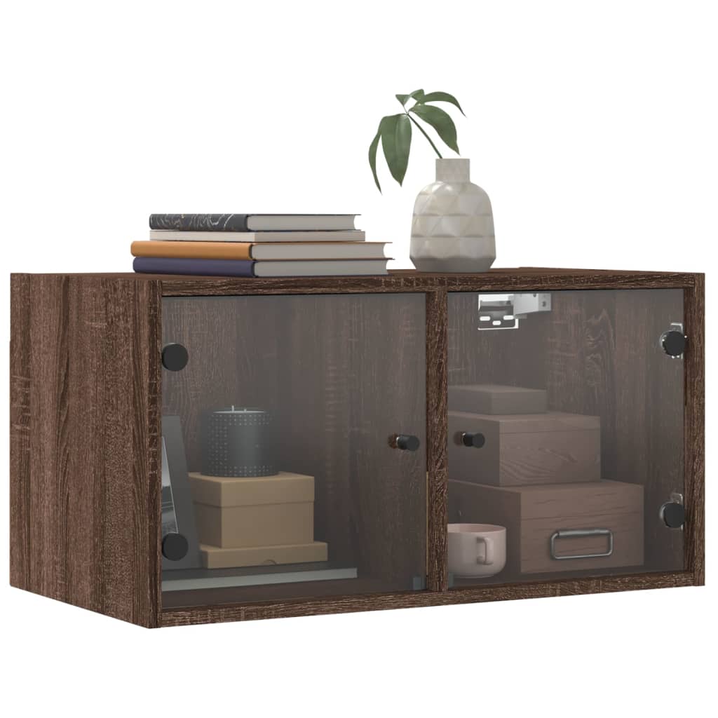 vidaXL Wandschrank mit Glastüren Braun Eichen-Optik 68,5x37x35 cm