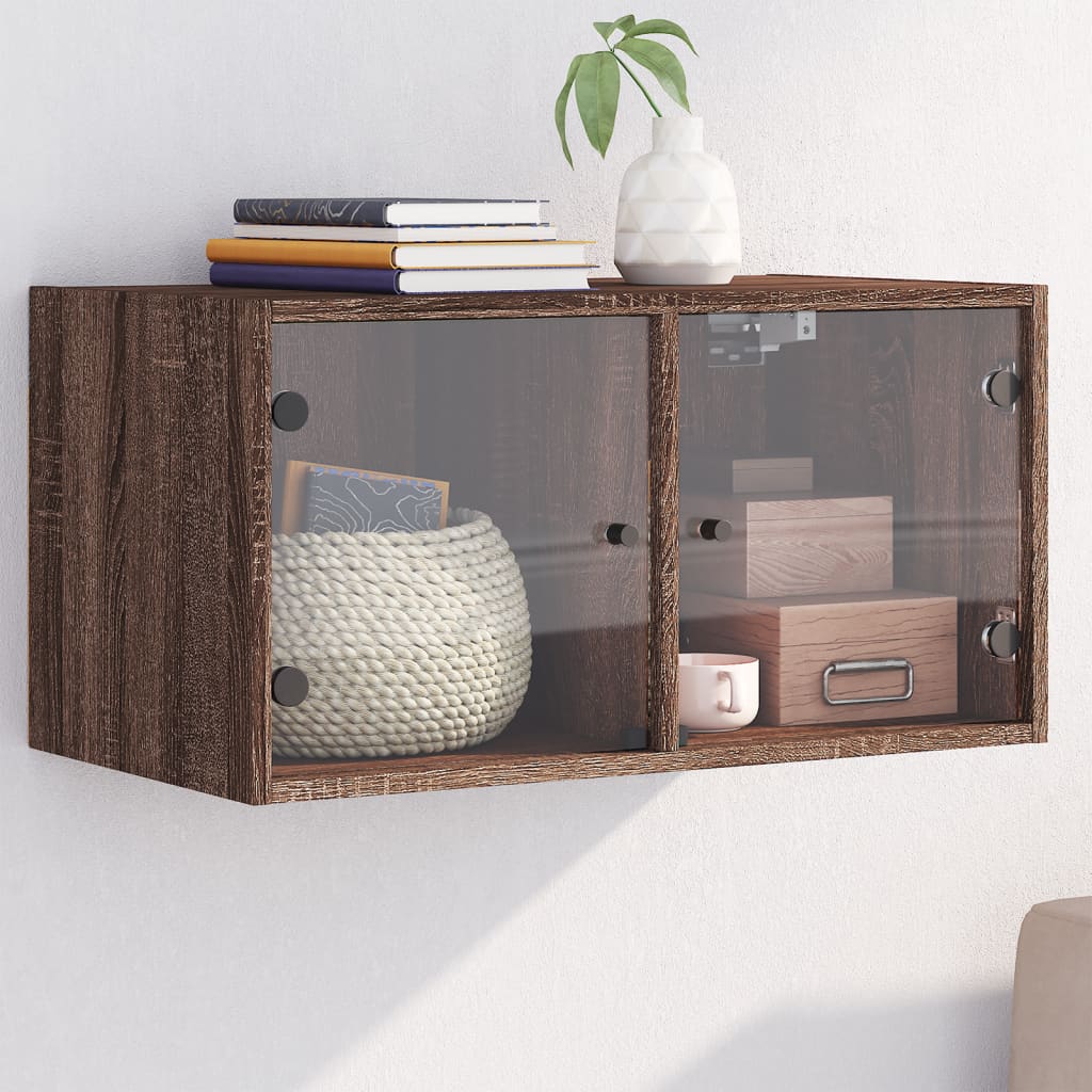 vidaXL Wandschrank mit Glastüren Braun Eichen-Optik 68,5x37x35 cm