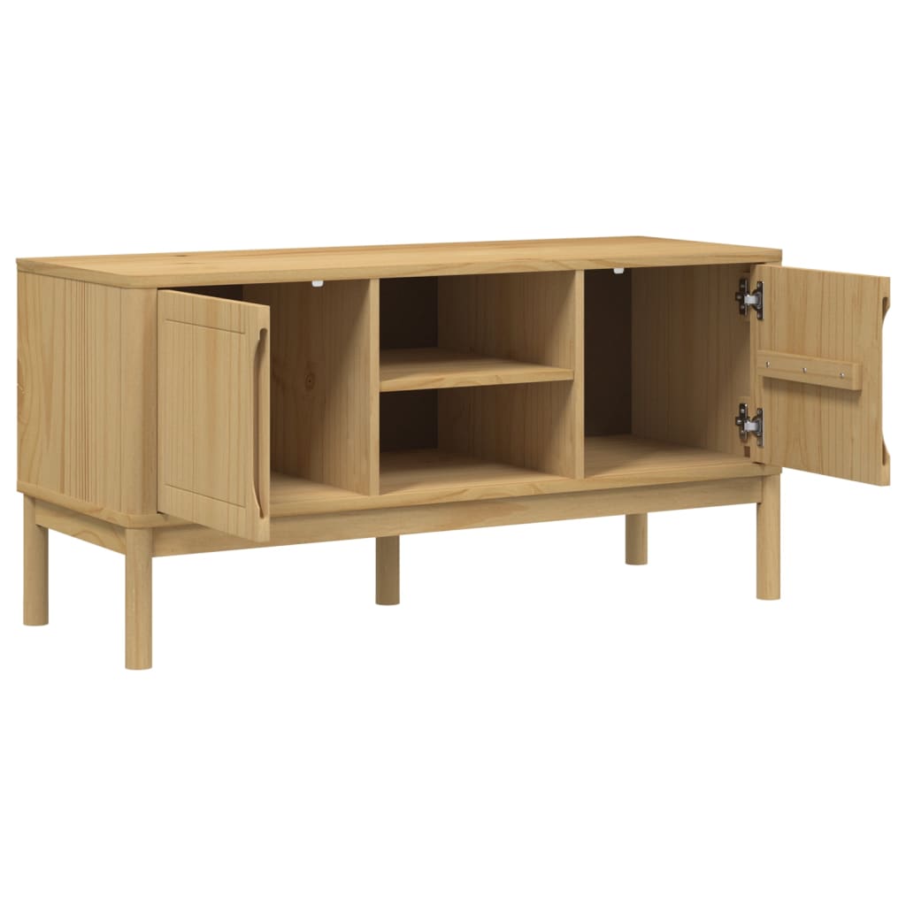 vidaXL TV-Schrank FLORO Wachsbraun 114x43x55 cm Massivholz Kiefer