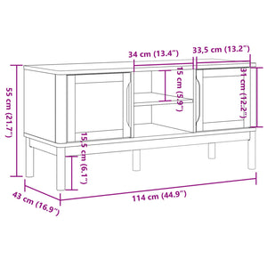 vidaXL TV-Schrank FLORO Wachsbraun 114x43x55 cm Massivholz Kiefer