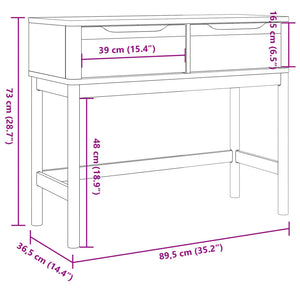 vidaXL Konsolentisch FLORO Wachsbraun 89,5x36,5x73cm Massivholz Kiefer