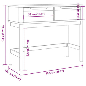 vidaXL Konsolentisch FLORO Grau 89,5x36,5x73 cm Massivholz Kiefer