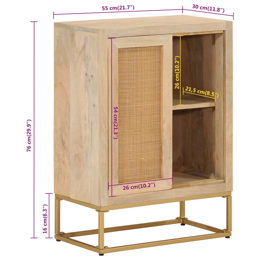 vidaXL Sideboard 55x30x76 cm Massivholz Mango und Eisen