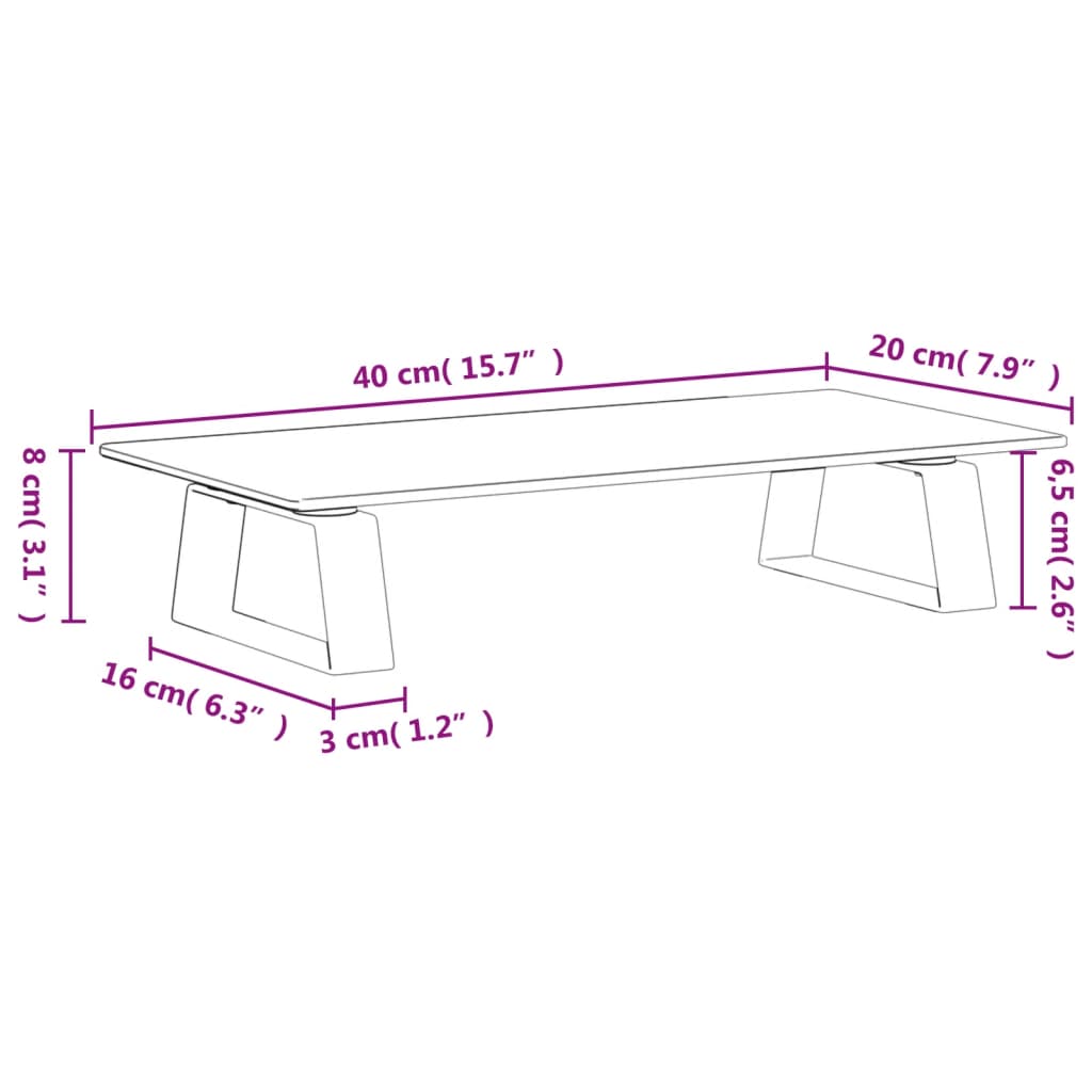 vidaXL Monitorständer Weiß 40x20x8 cm Hartglas und Metall