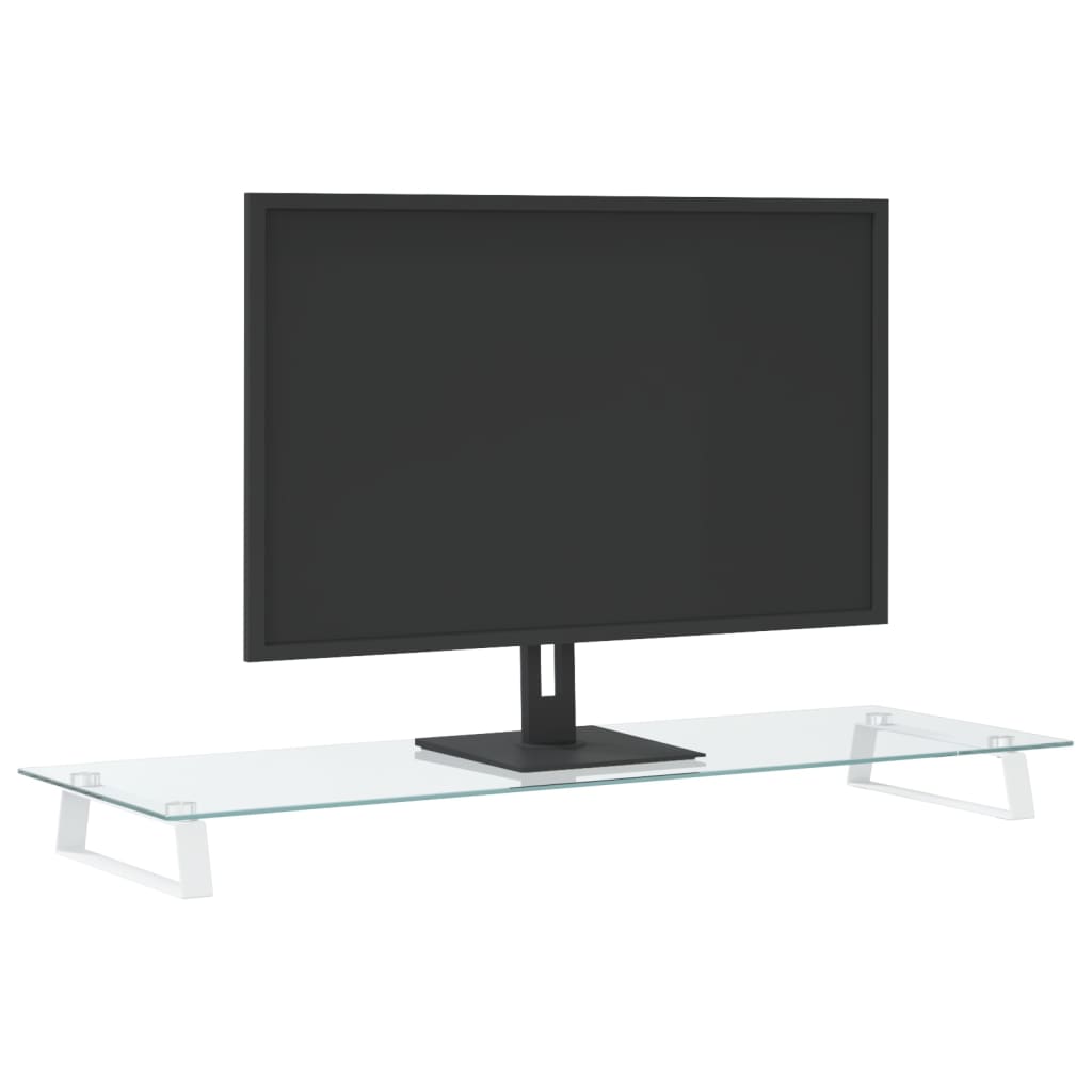 vidaXL Monitorständer Weiß 100x35x8 cm Hartglas und Metall