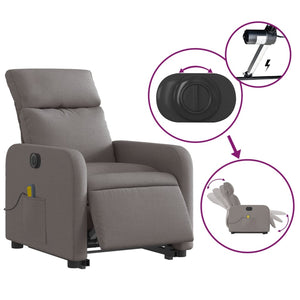 vidaXL Elektrischer Massagesessel mit Aufstehhilfe Taupe Stoff